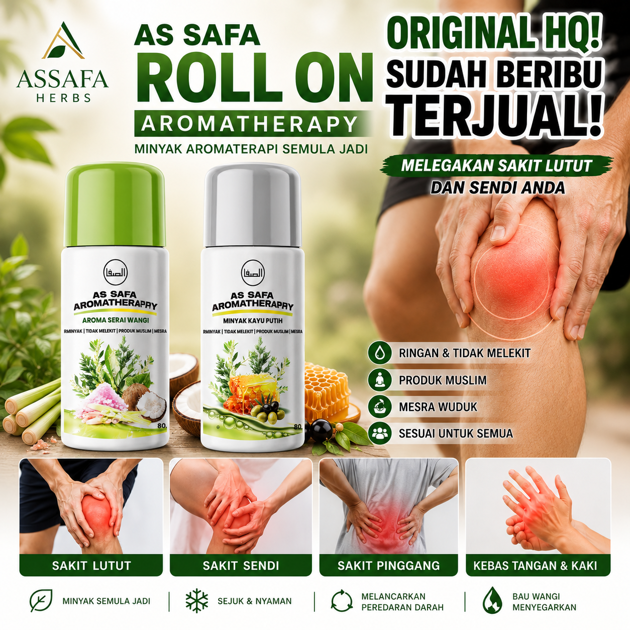 As Safa Roll On Aromatherapy — Melegakan Sakit Lutut & Sendi